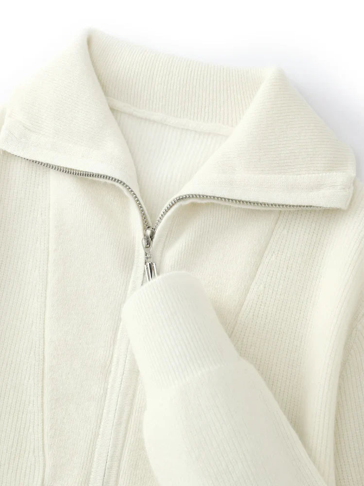100% CASHMERE HALF ZIP SWEATER - LORMIER -