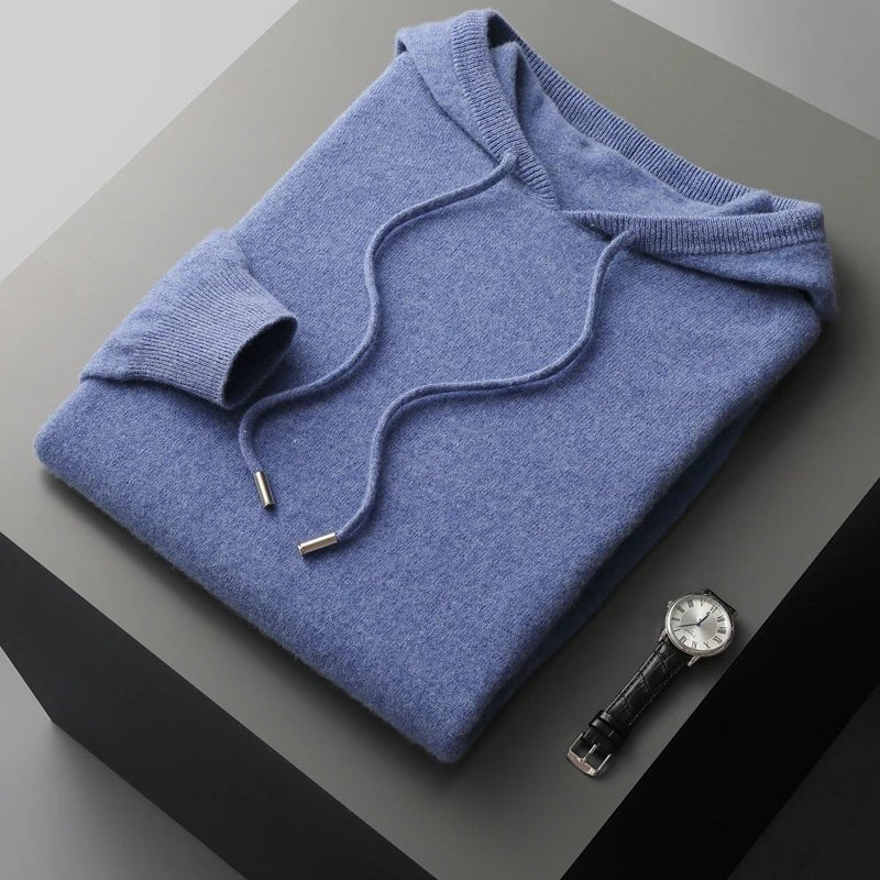 100% CASHMERE HOODED SWEATER - LORMIER -