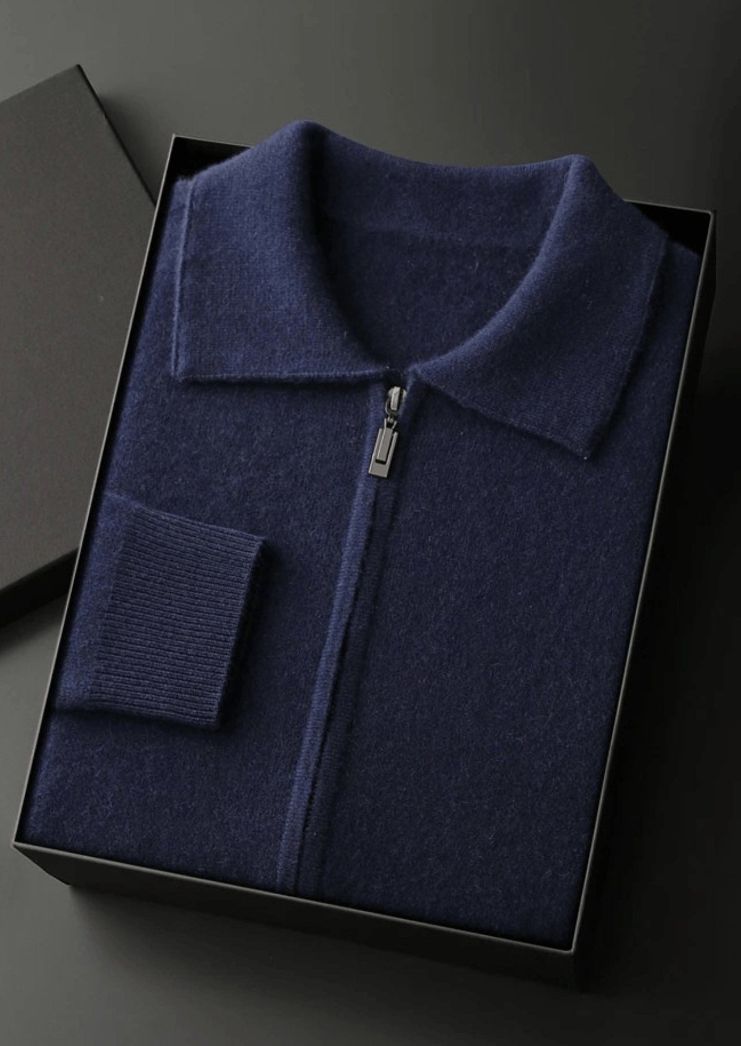 100% CASHMERE ZIP POLO CARDIGAN - LORMIER -