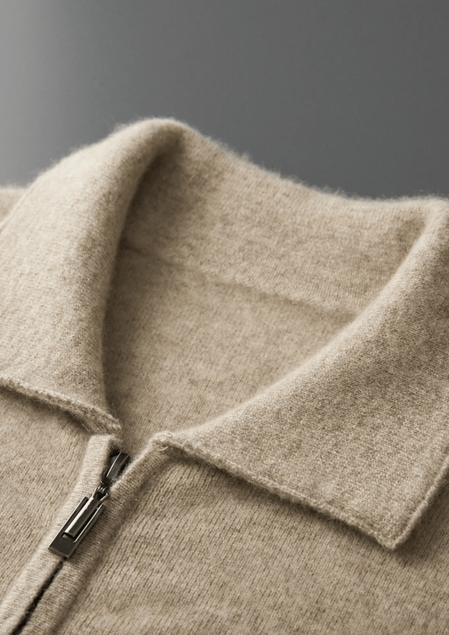 100% CASHMERE ZIP POLO CARDIGAN - LORMIER -