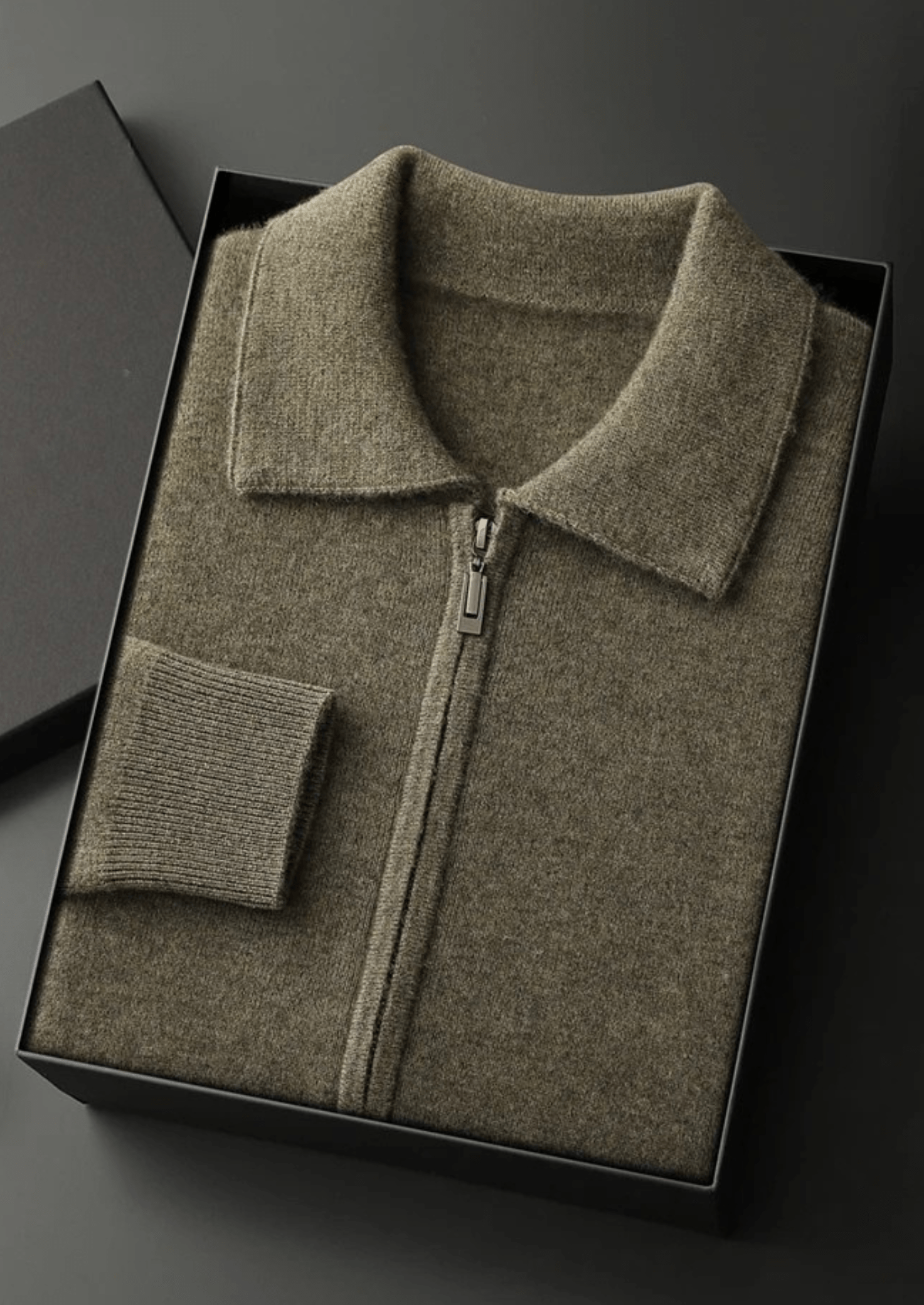 100% CASHMERE ZIP POLO CARDIGAN - LORMIER -