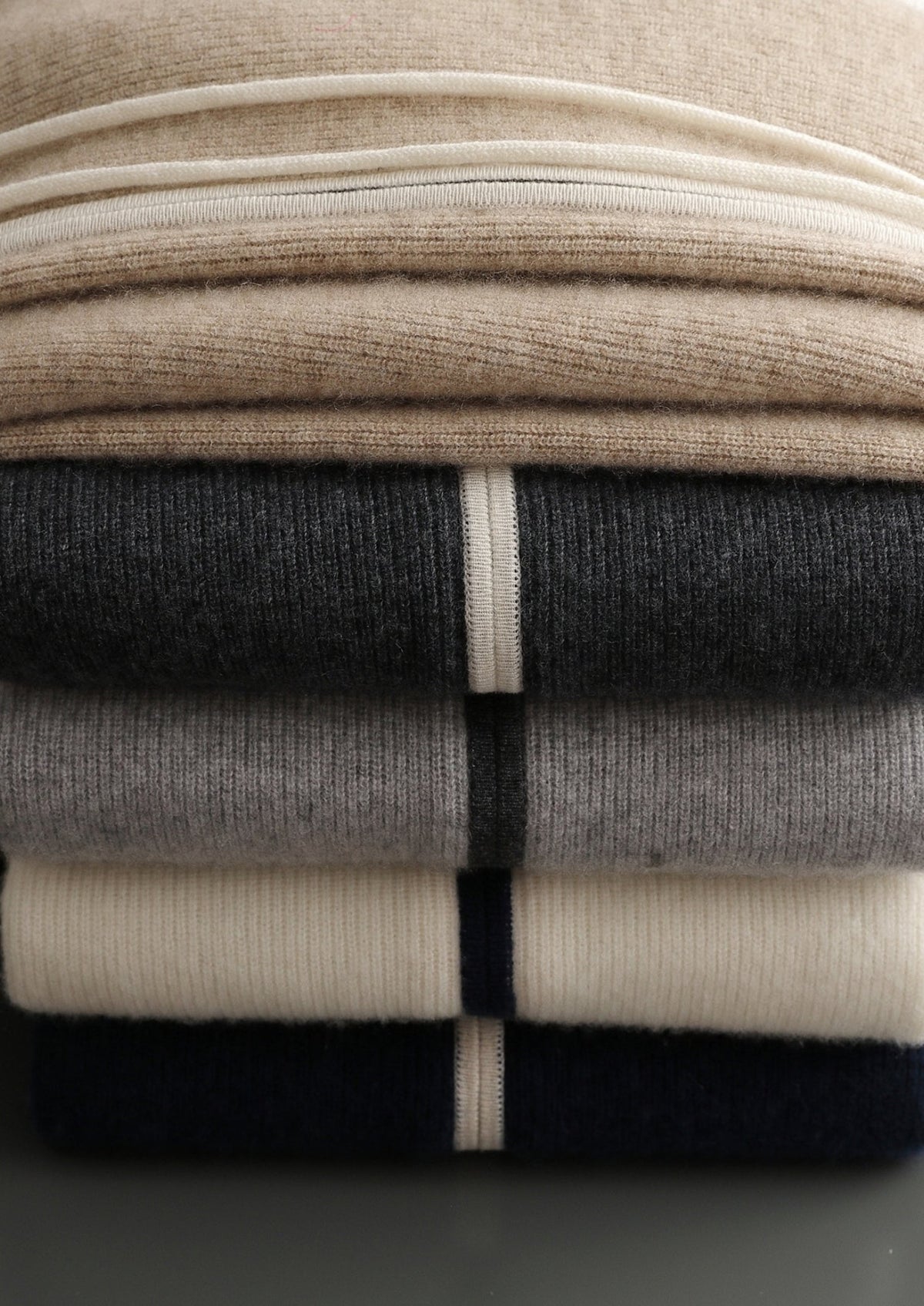 Premium Cashmere Two-Tone Zip Hoodie