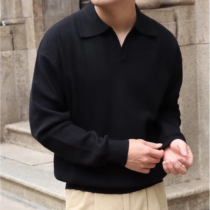 BUTTONLESS V - NECK POLO - LORMIER -
