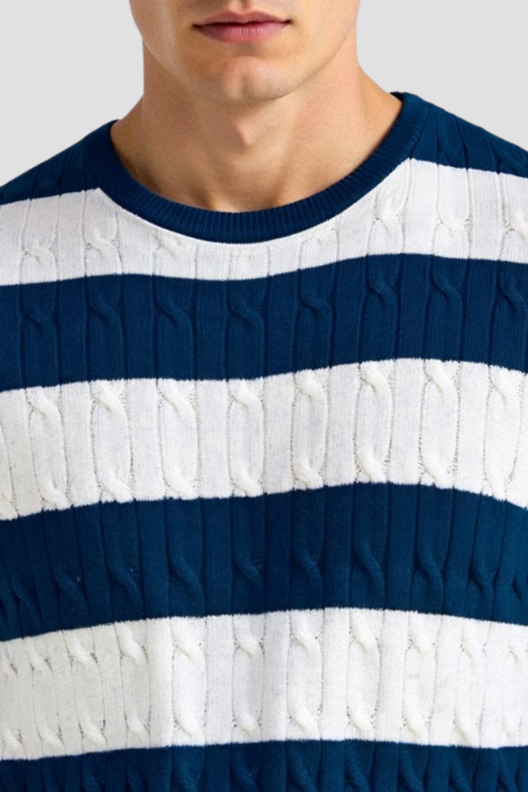 CABLE KNIT STRIPED T - SHIRT - LORMIER -