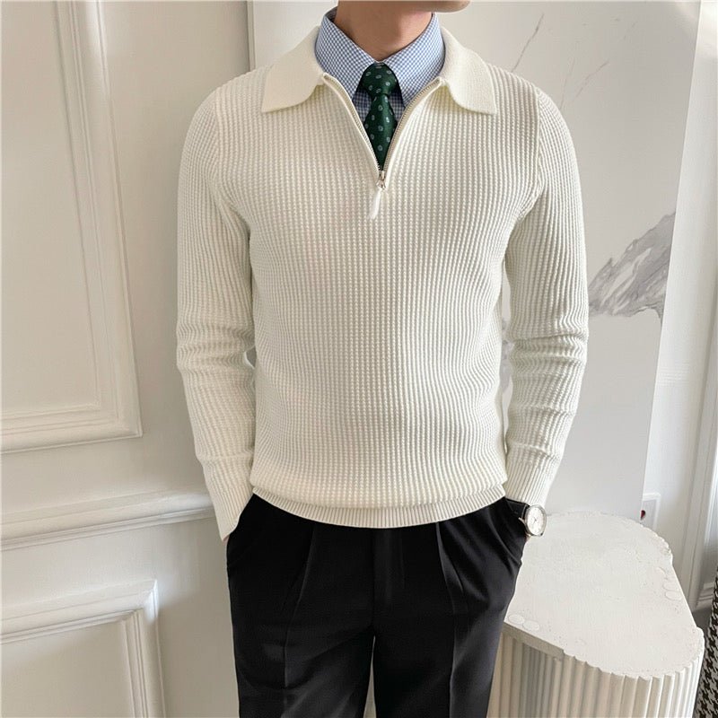 COTTON KNIT HALF - ZIP SWEATER - LORMIER -