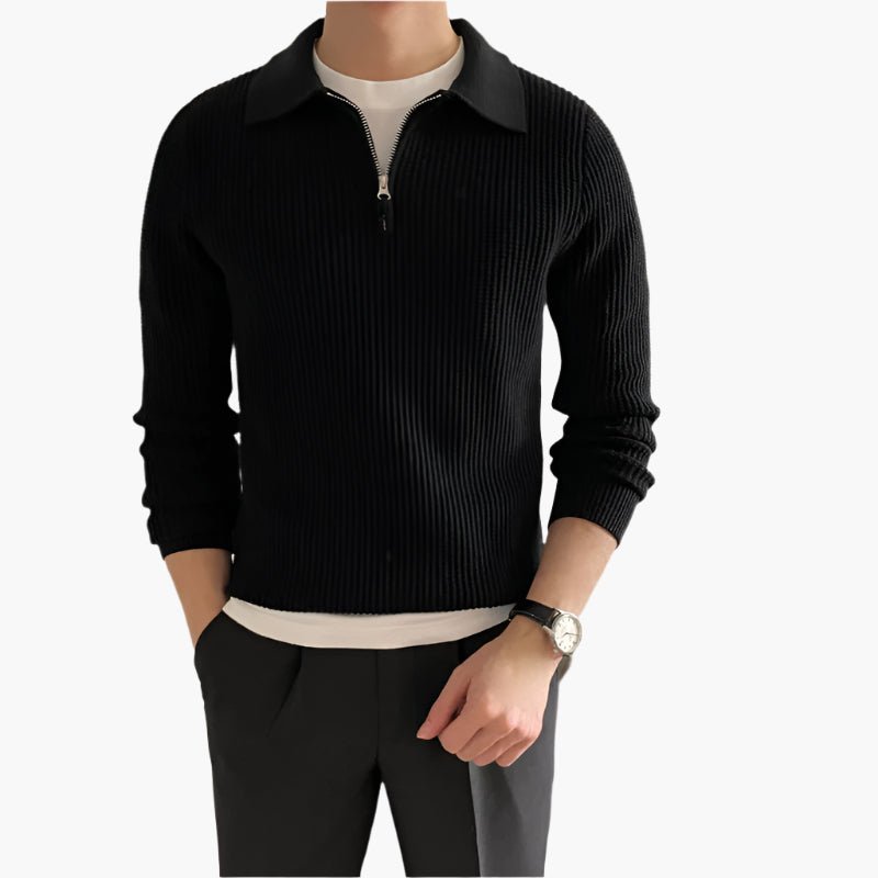 COTTON KNIT HALF - ZIP SWEATER - LORMIER -