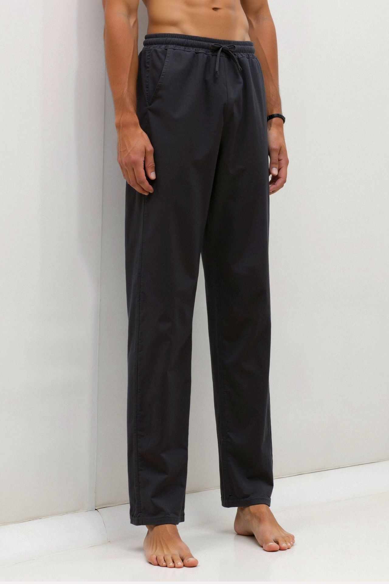 COTTON & LINEN BLEND DRAWSTRING PANTS - LORMIER -