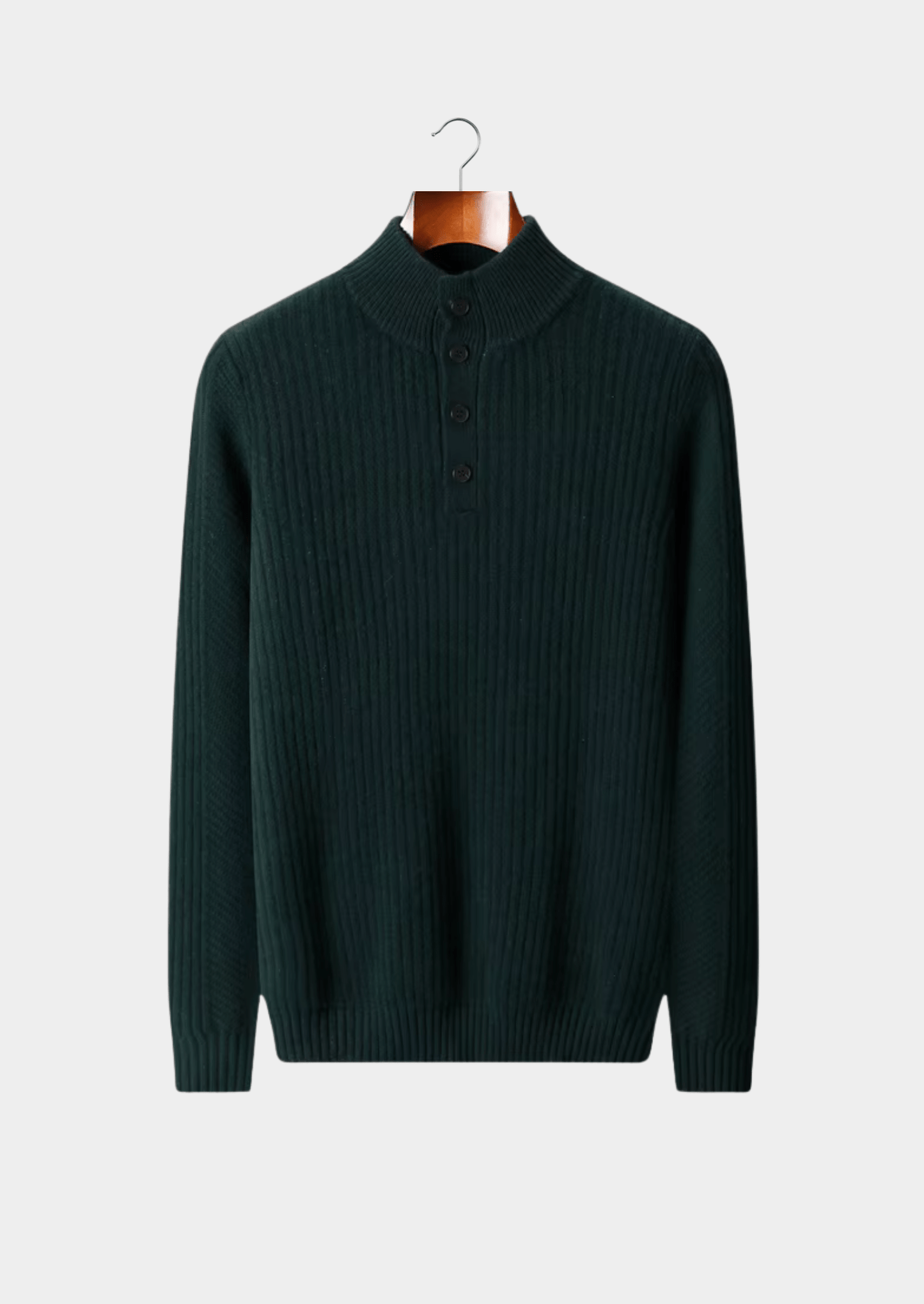 MERINO WOOL RIBBED HENLEY SWEATER - LORMIER -