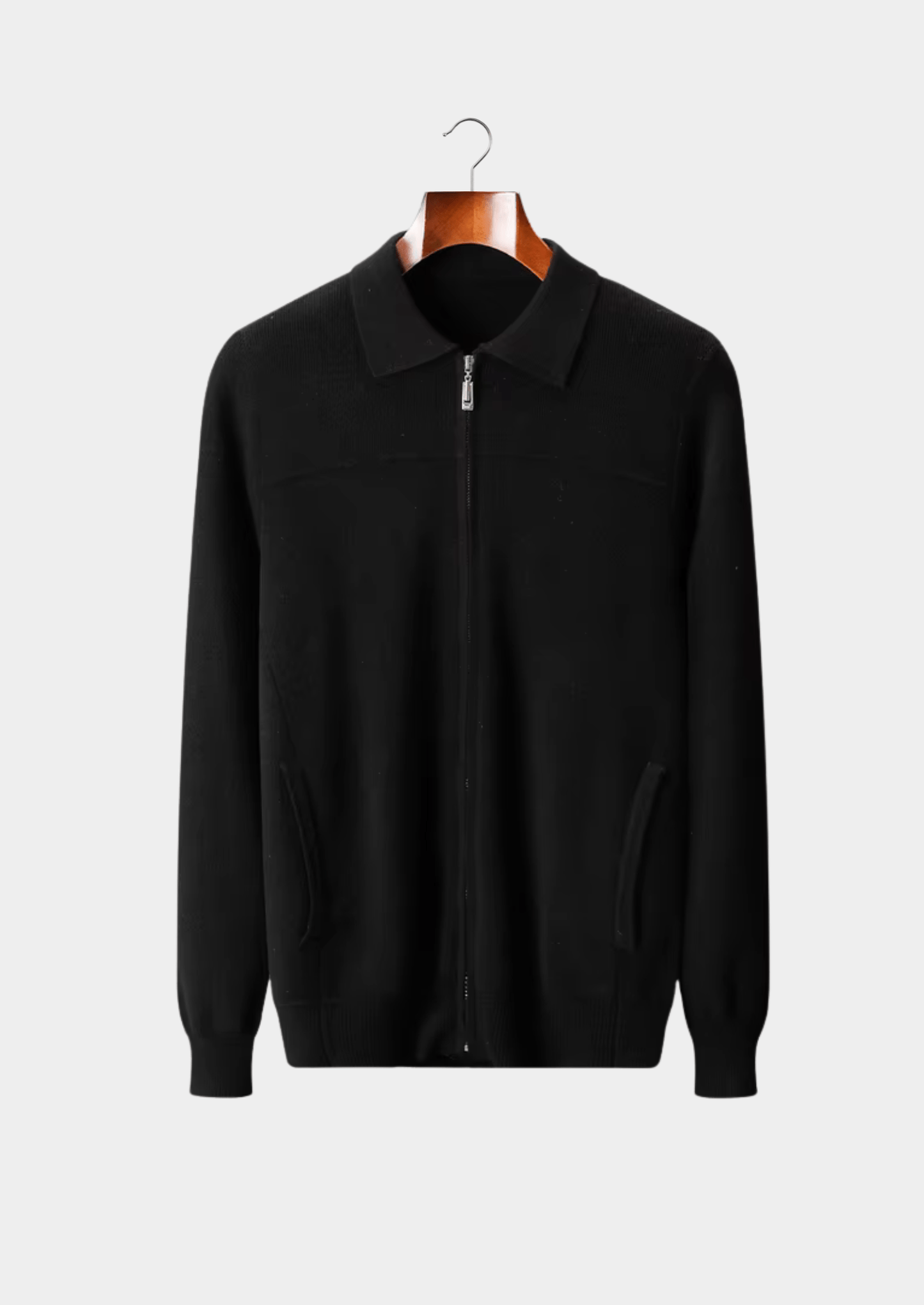MERINO WOOL RIBBED POLO CARDIGAN - LORMIER -