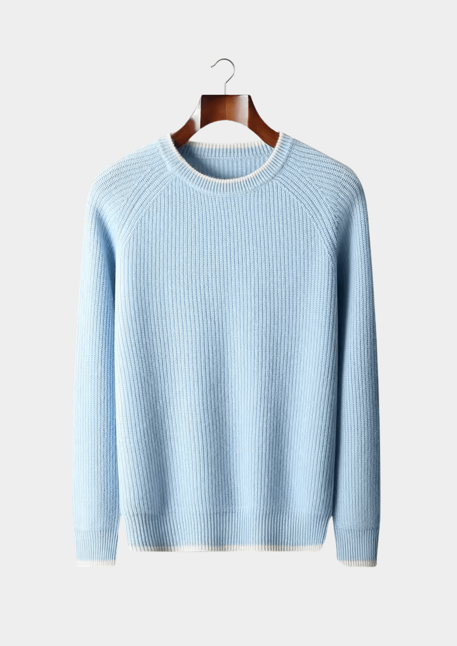 MERINO WOOL TWO TONE CREWNECK - LORMIER -