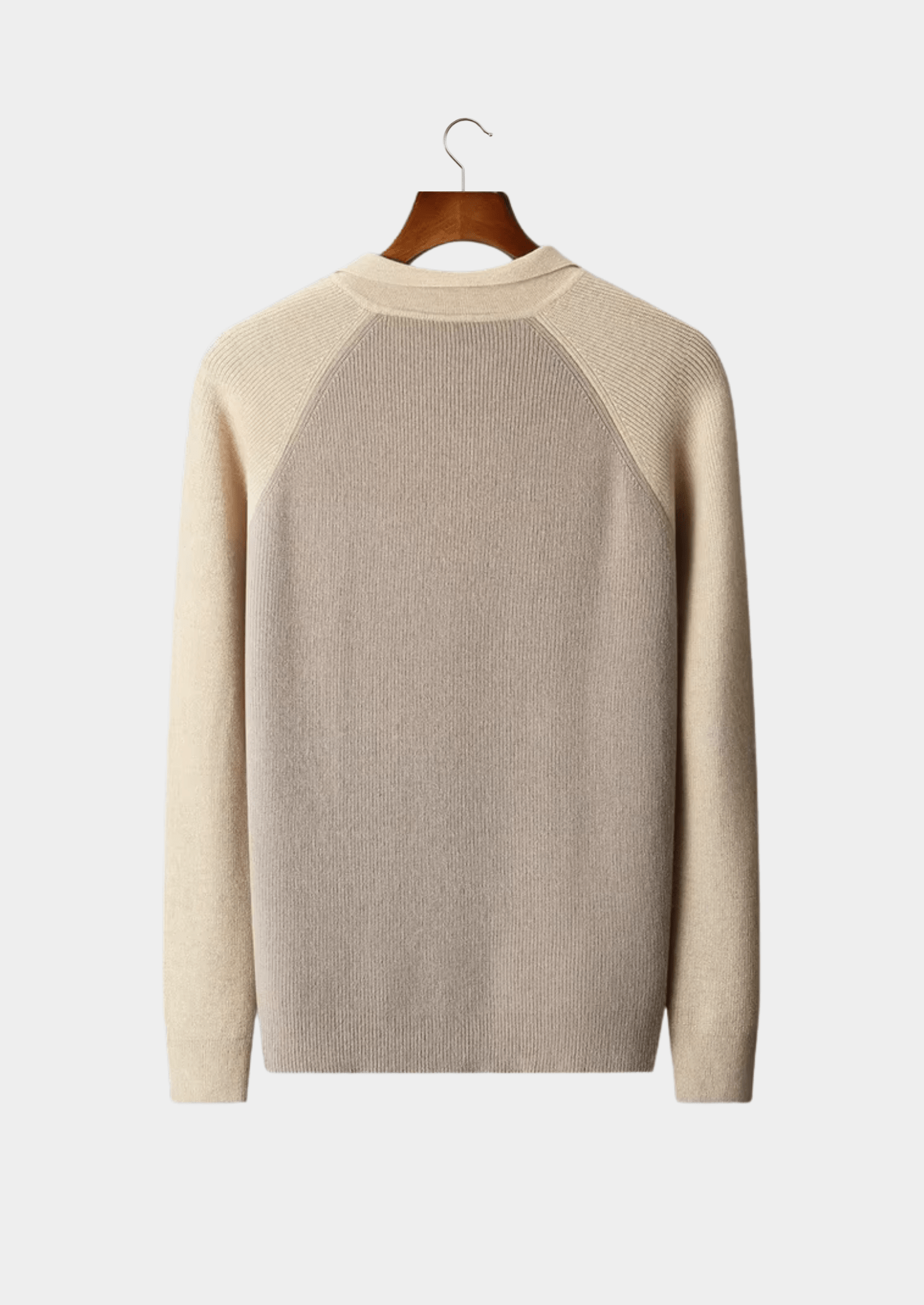 MERINO WOOL TWO TONE ZIPPER SWEATER POLO - LORMIER -