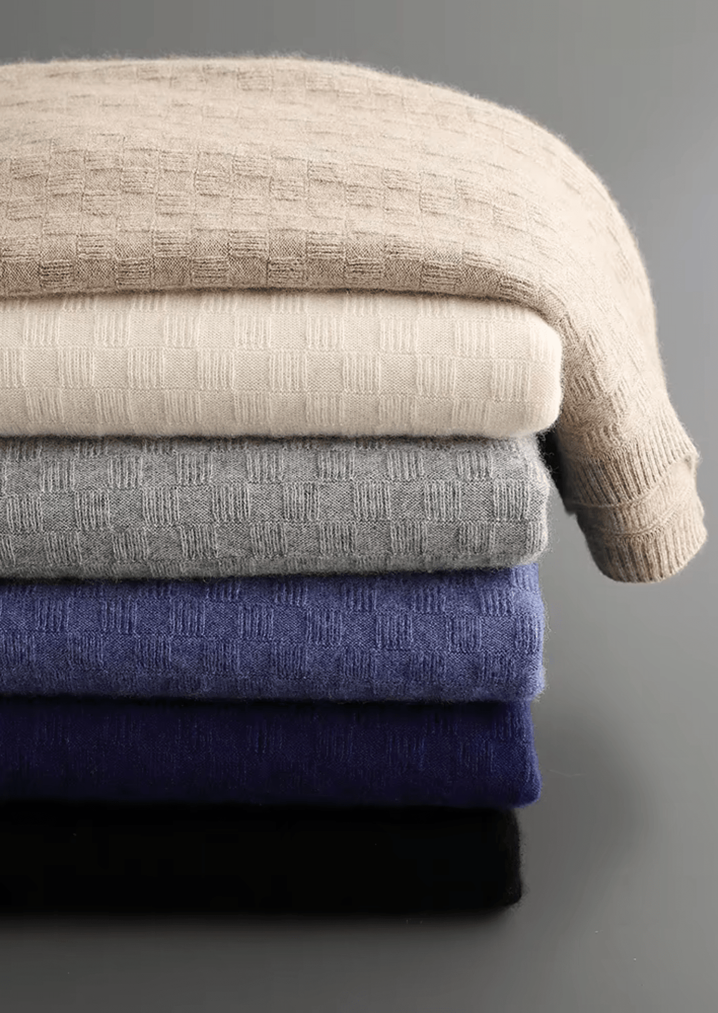 PREMIUM CASHMERE TEXTURED CREWNECK - LORMIER -