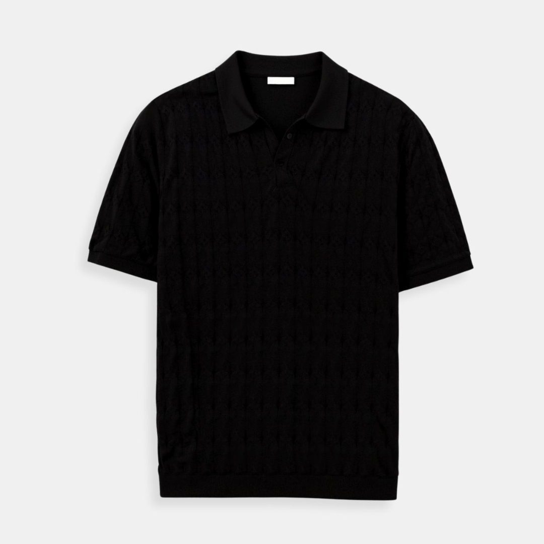PREMIUM V - NECK CABLE KNIT POLO - LORMIER -