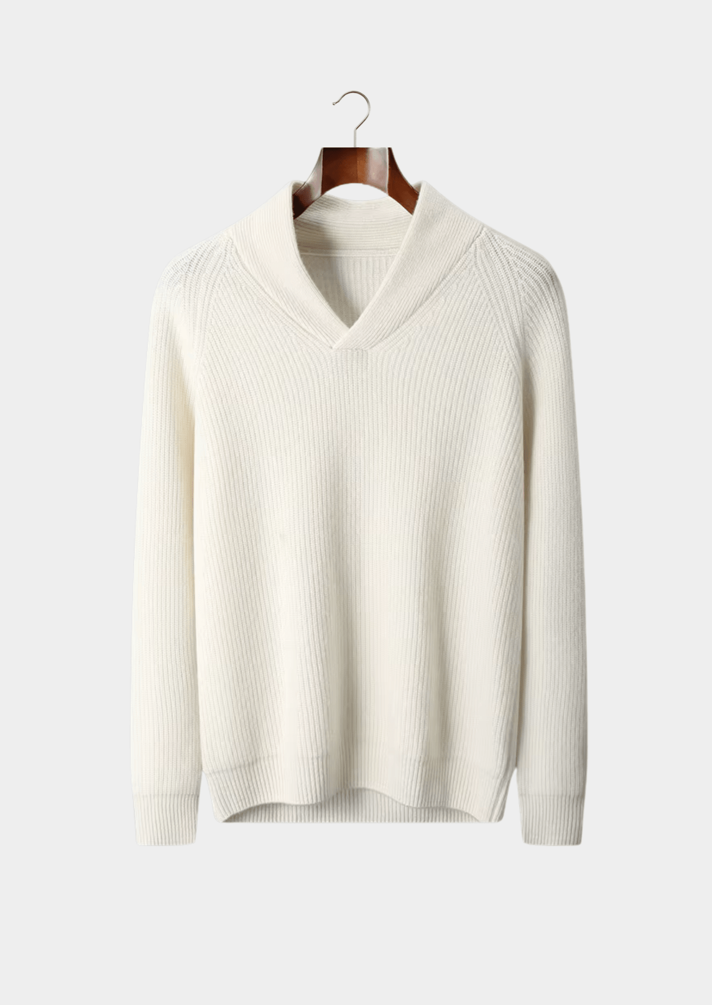 PURE CASHMERE RIBBED V - NECK SWEATER - LORMIER -