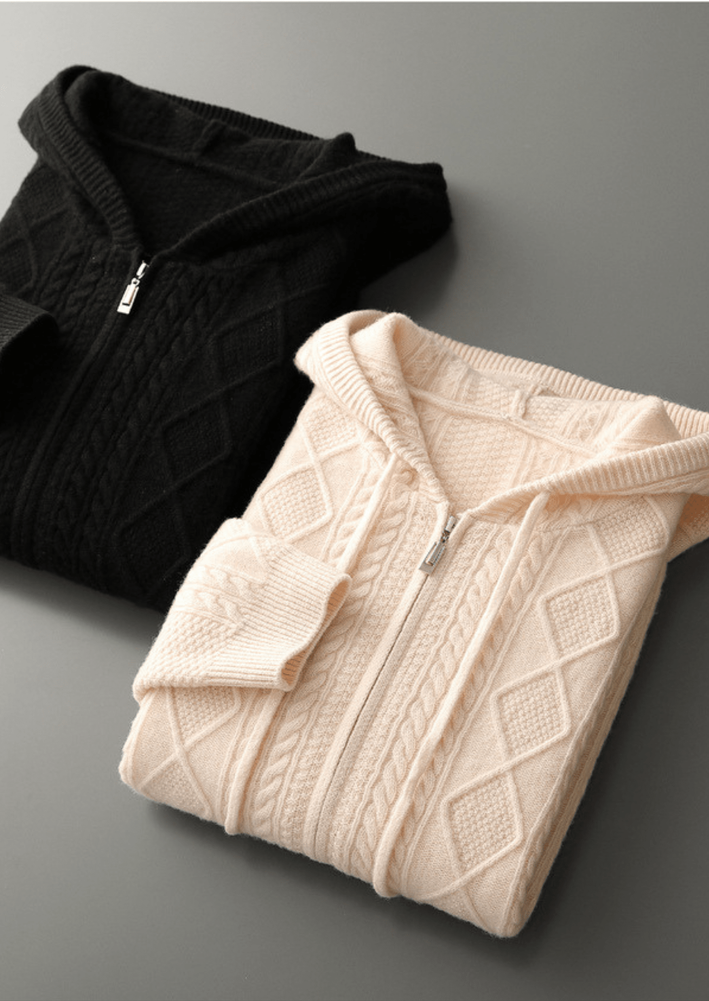 PURE EXTRA - FINE MERINO WOOL WINTERTIME ZIPPER HOODIE - LORMIER -