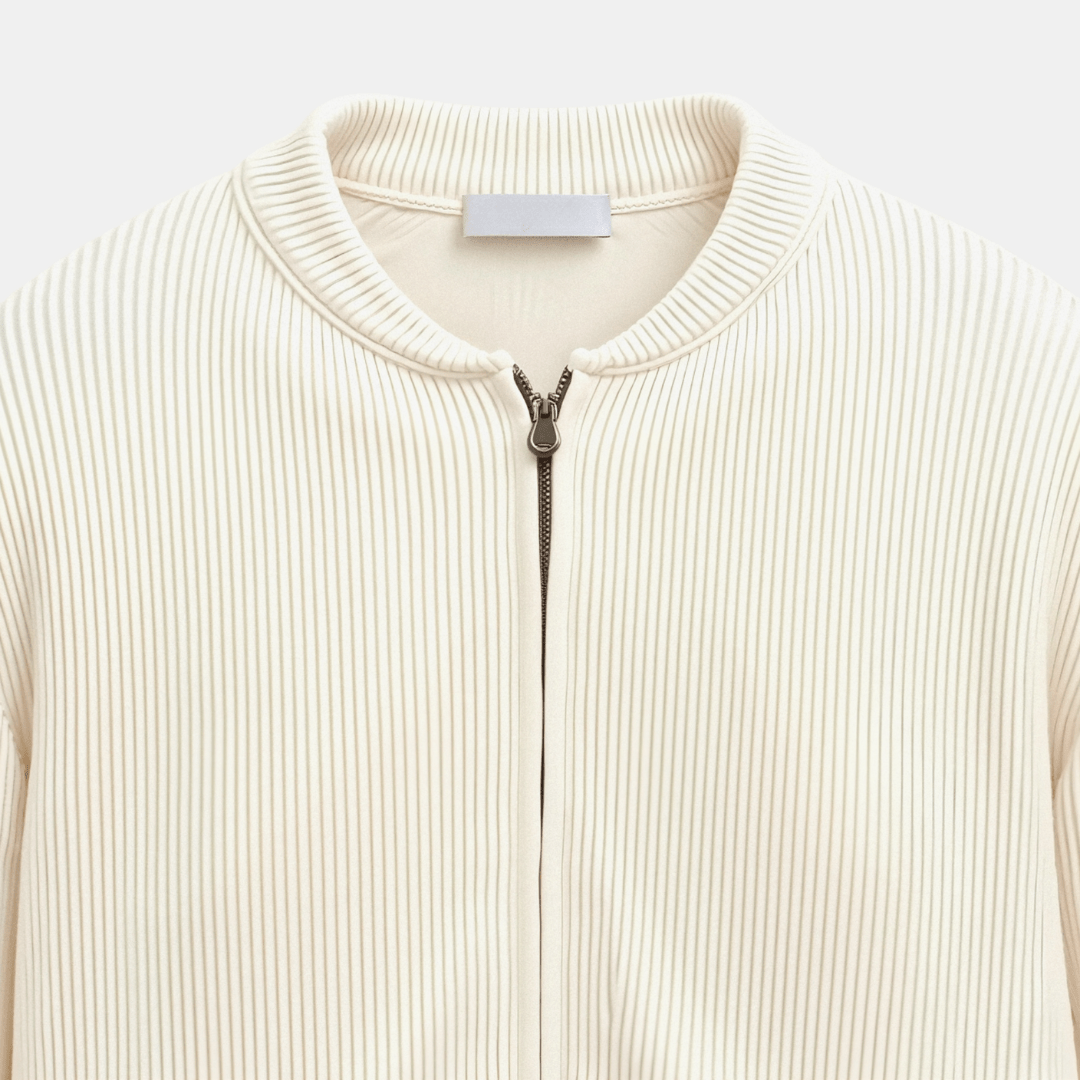SOLID KNITTED CREW NECK CARDIGAN - LORMIER -