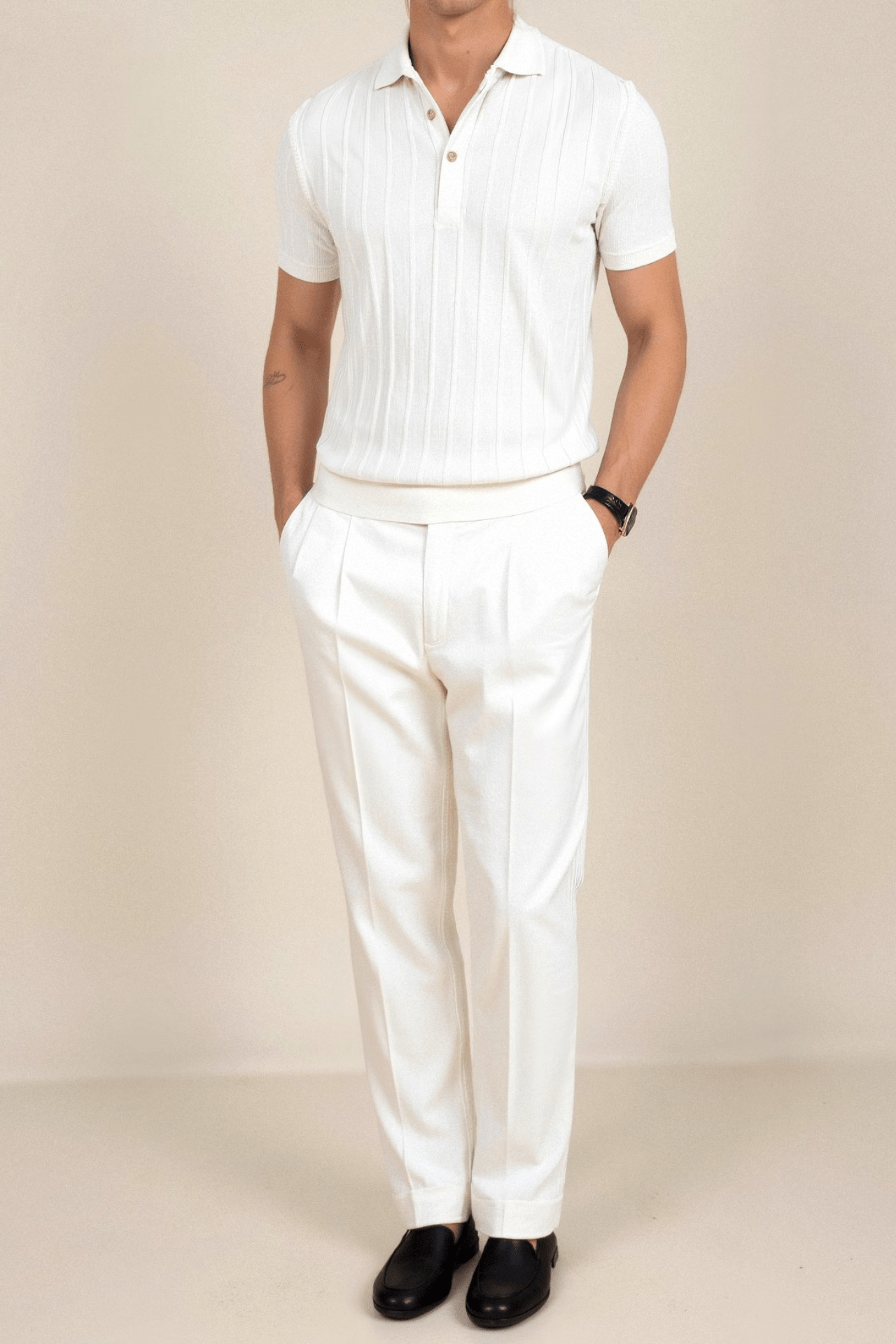 VERTICAL STRIPED BUTTON UP POLO - LORMIER -