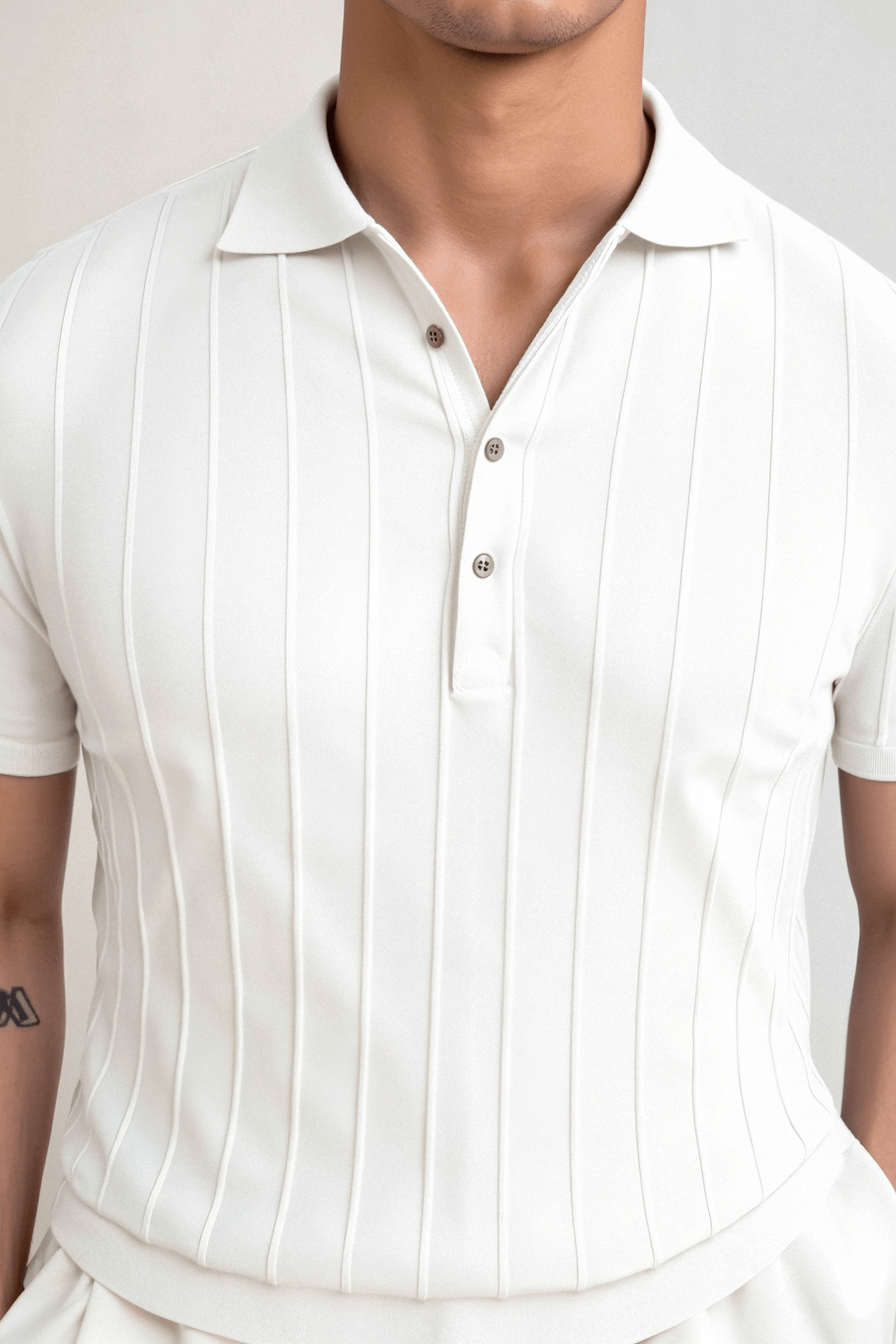 VERTICAL STRIPED BUTTON UP POLO - LORMIER -