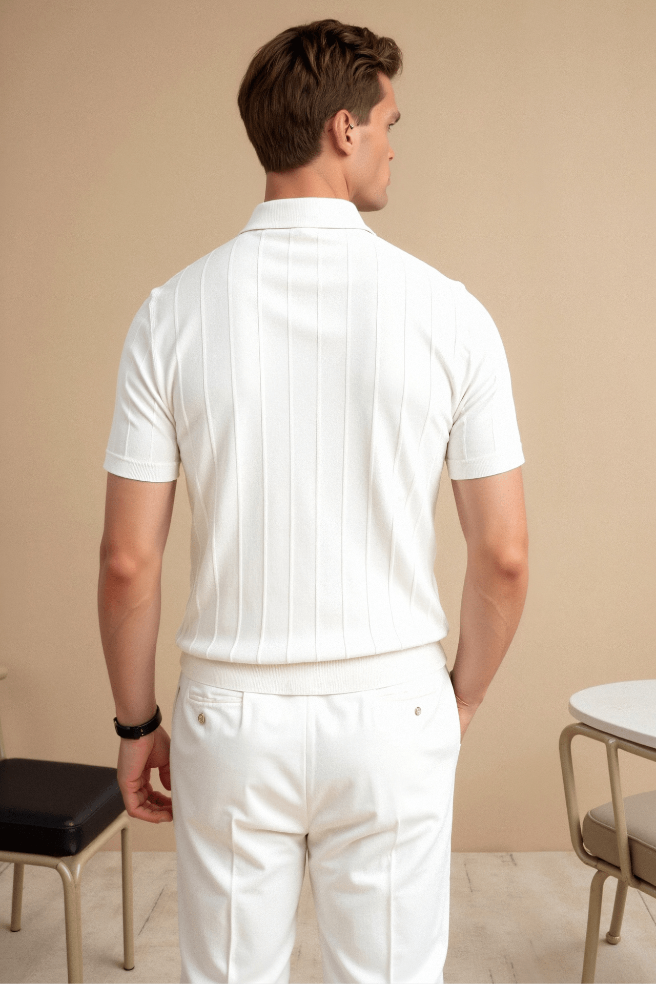 VERTICAL STRIPED BUTTON UP POLO - LORMIER -