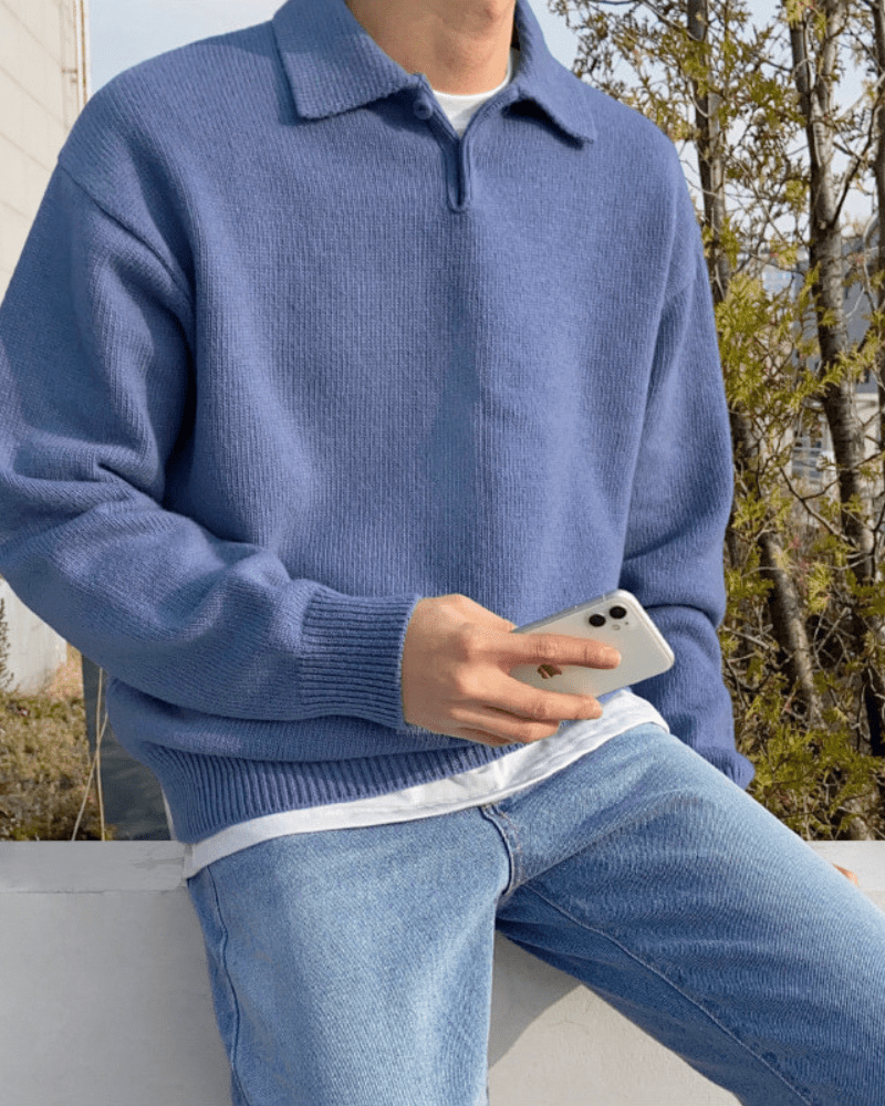 WOOLEN BUTTON HALF ZIP - LORMIER -