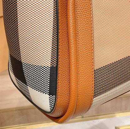 STRUCTURED CHECKERED CANVAS TOTE