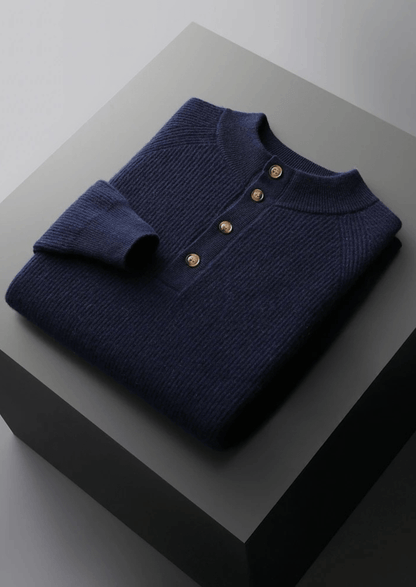 100% CASHMERE BUTTON SWEATER - LORMIER - 