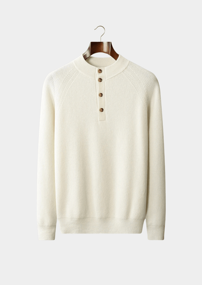 100% CASHMERE BUTTON SWEATER - LORMIER - 