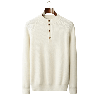 100% CASHMERE BUTTON SWEATER - LORMIER - 