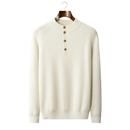 100% CASHMERE BUTTON SWEATER - LORMIER - 