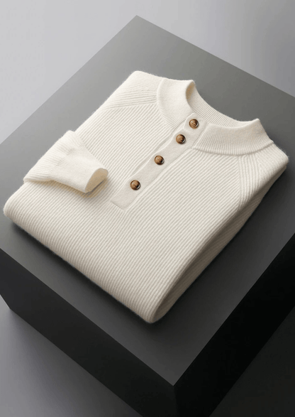 100% CASHMERE BUTTON SWEATER - LORMIER - 