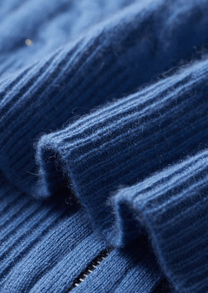 100% CASHMERE CABLE KNIT ZIPPER HOODIE - LORMIER - 