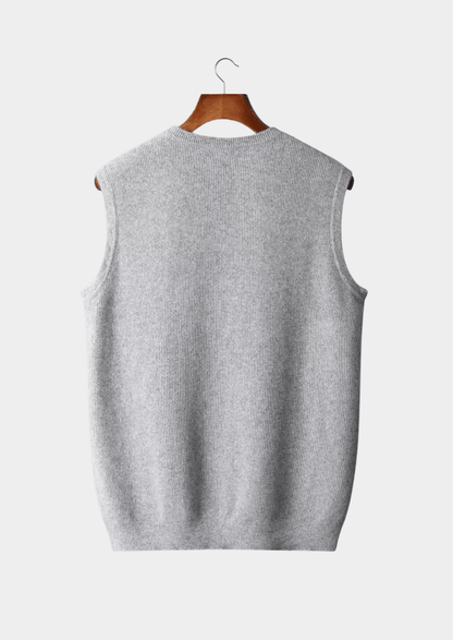 100% CASHMERE CREWNECK VEST - LORMIER - 