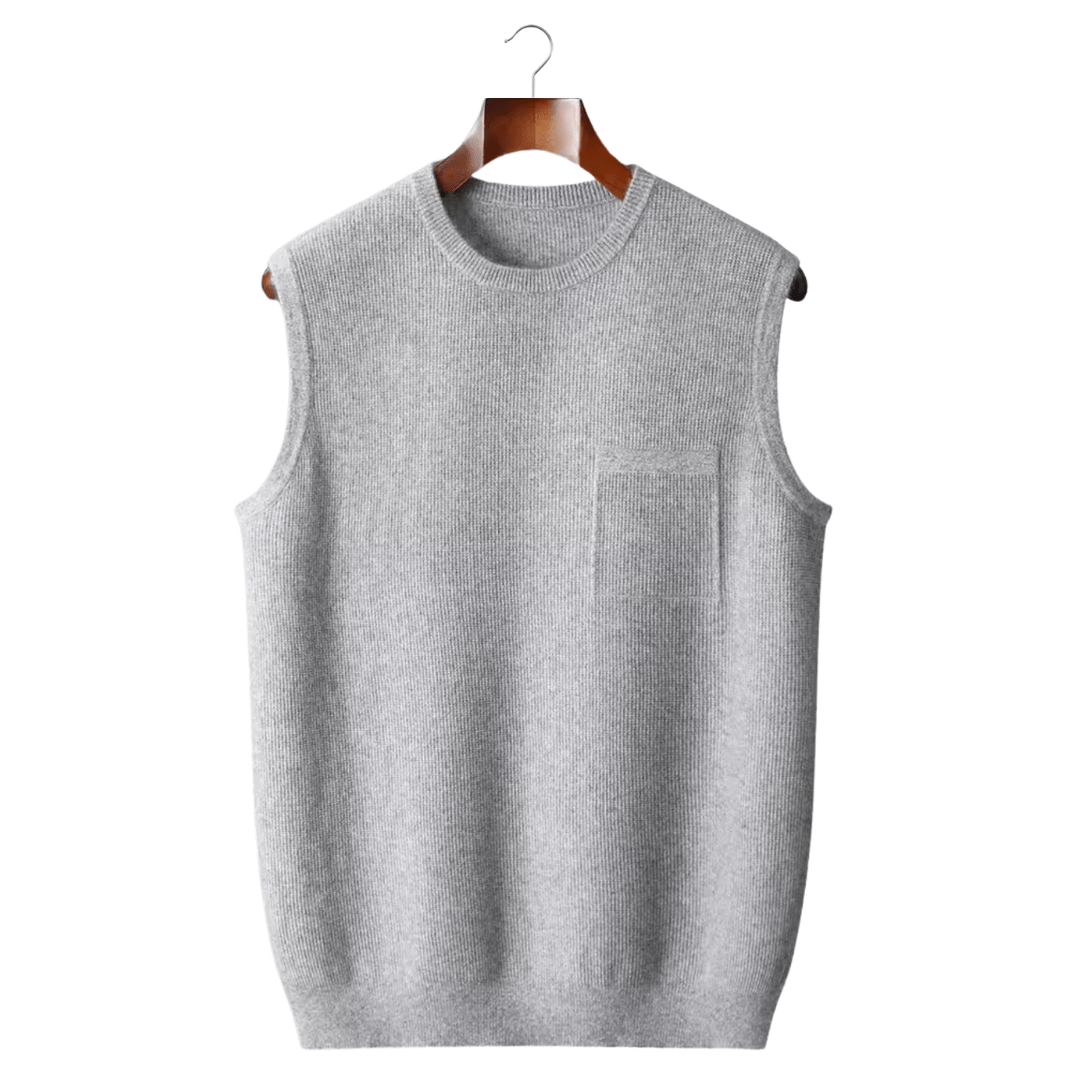 100% CASHMERE CREWNECK VEST - LORMIER - 
