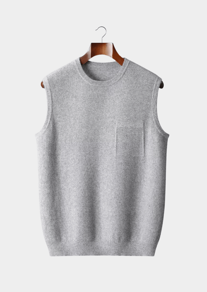 100% CASHMERE CREWNECK VEST - LORMIER - 