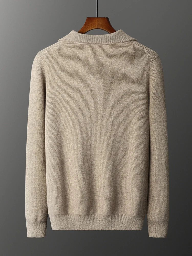 100% CASHMERE HALF ZIP SWEATER - LORMIER - 