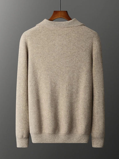 100% CASHMERE HALF ZIP SWEATER - LORMIER - 