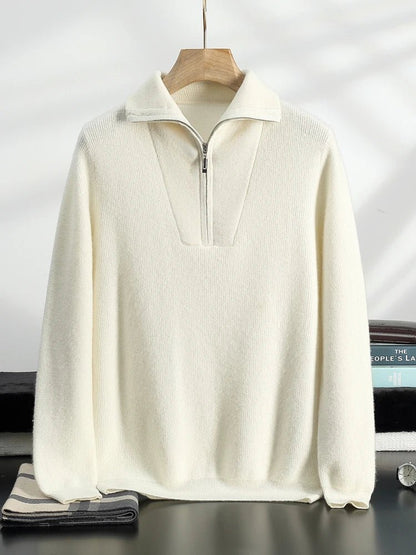 100% CASHMERE HALF ZIP SWEATER - LORMIER - 