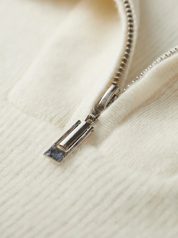 100% CASHMERE HALF ZIP SWEATER - LORMIER - 