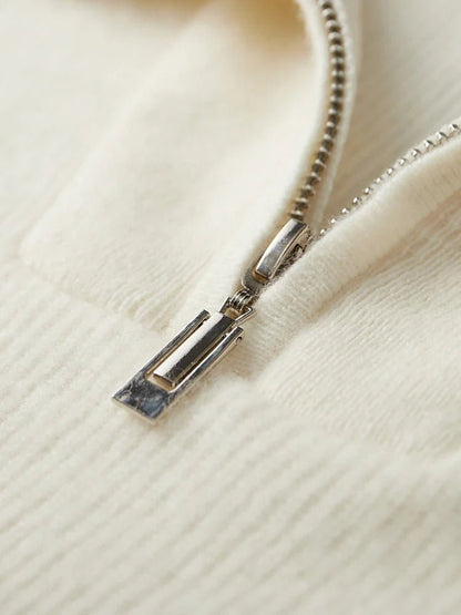 100% CASHMERE HALF ZIP SWEATER - LORMIER - 