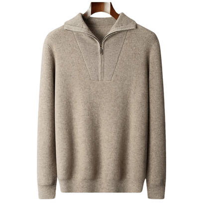 100% CASHMERE HALF ZIP SWEATER - LORMIER - 