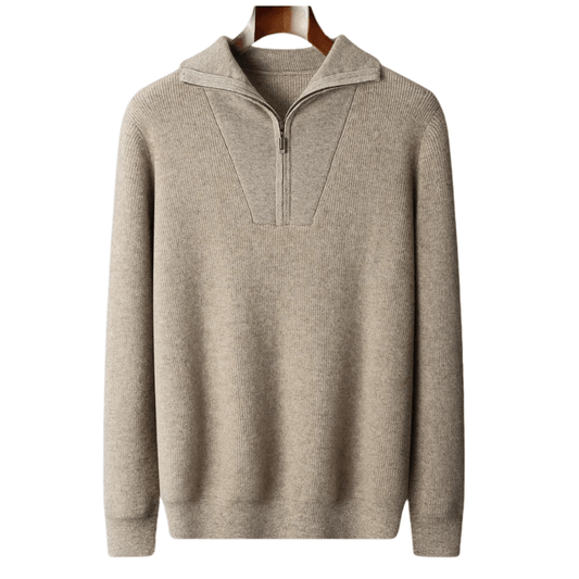 100% CASHMERE HALF ZIP SWEATER - LORMIER - 