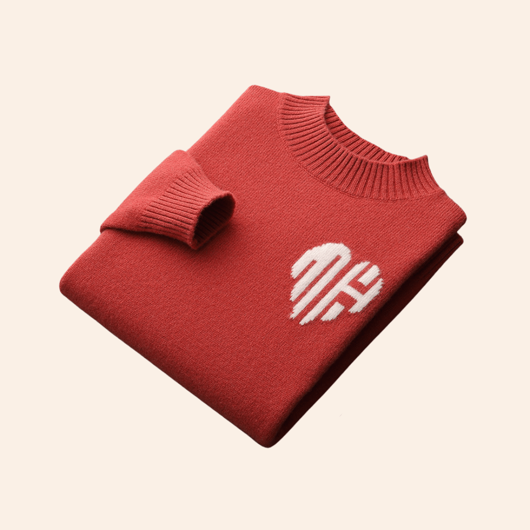 100% CASHMERE HEART SWEATER - LORMIER - 