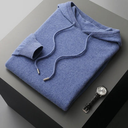 100% CASHMERE HOODED SWEATER - LORMIER - 