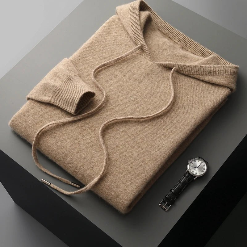 100% CASHMERE HOODED SWEATER - LORMIER - 