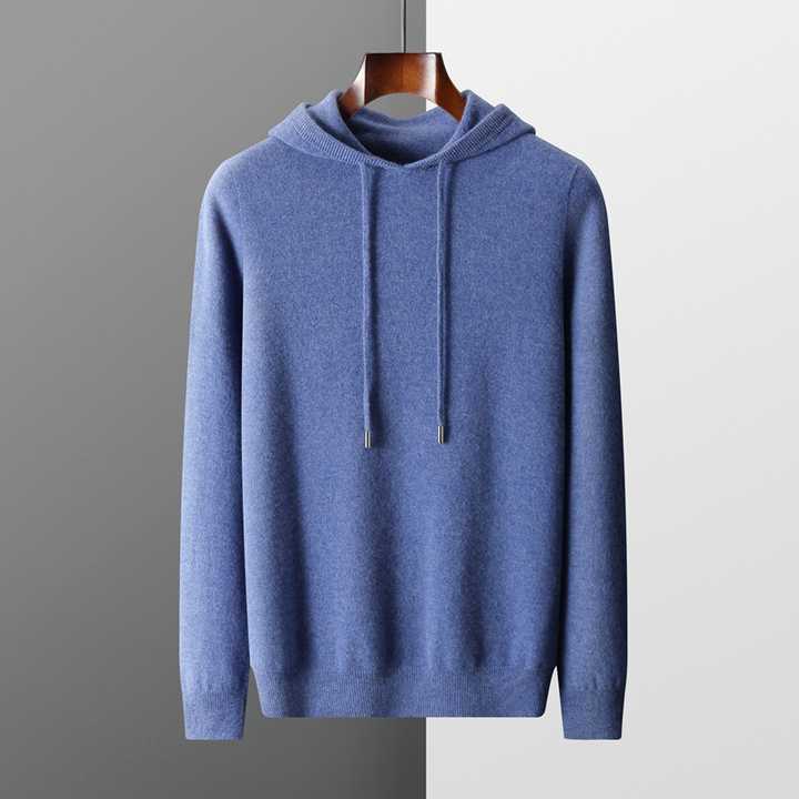 100% CASHMERE HOODED SWEATER - LORMIER - 