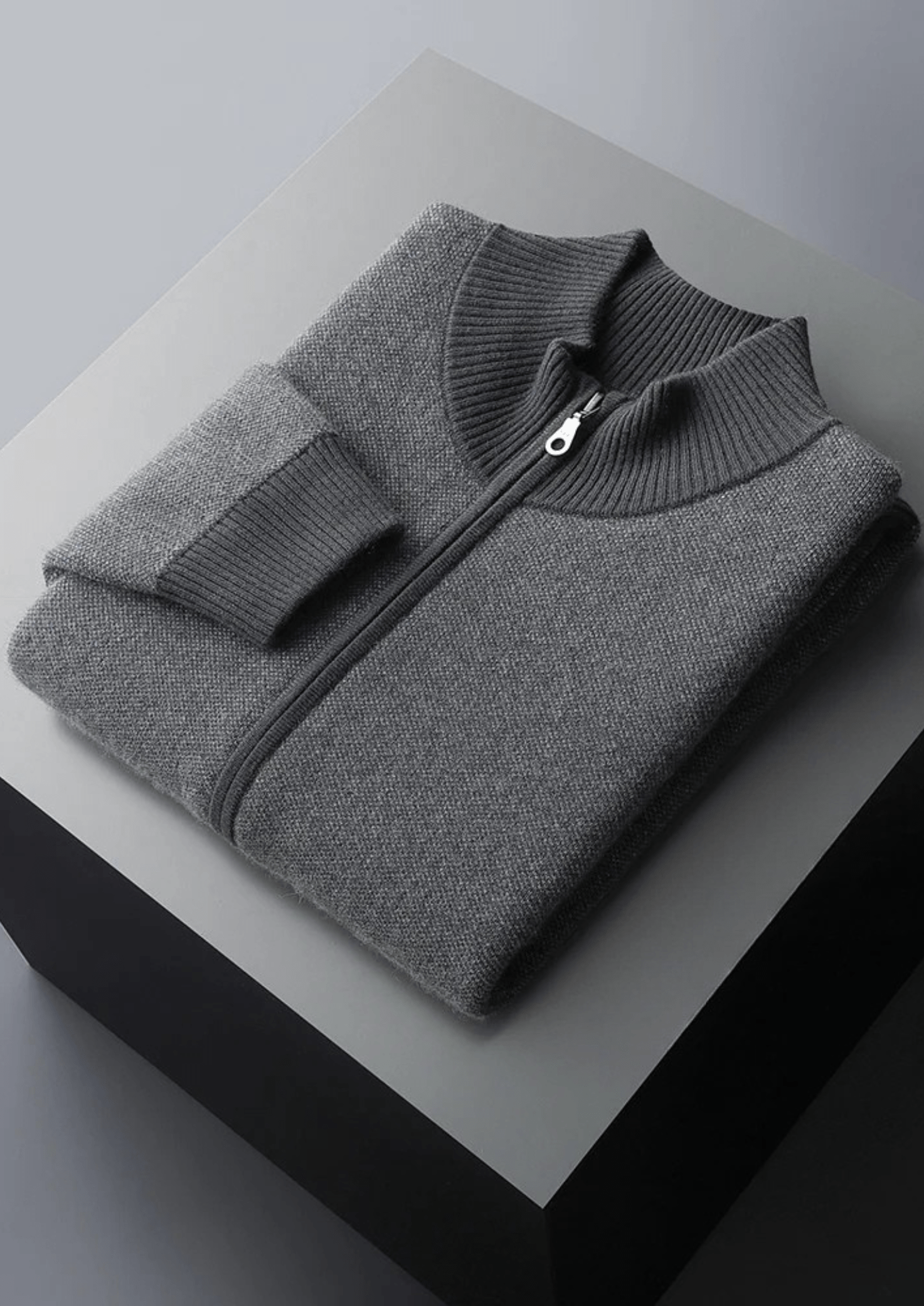 100% CASHMERE JACQUARD ZIP CARDIGAN - LORMIER - 
