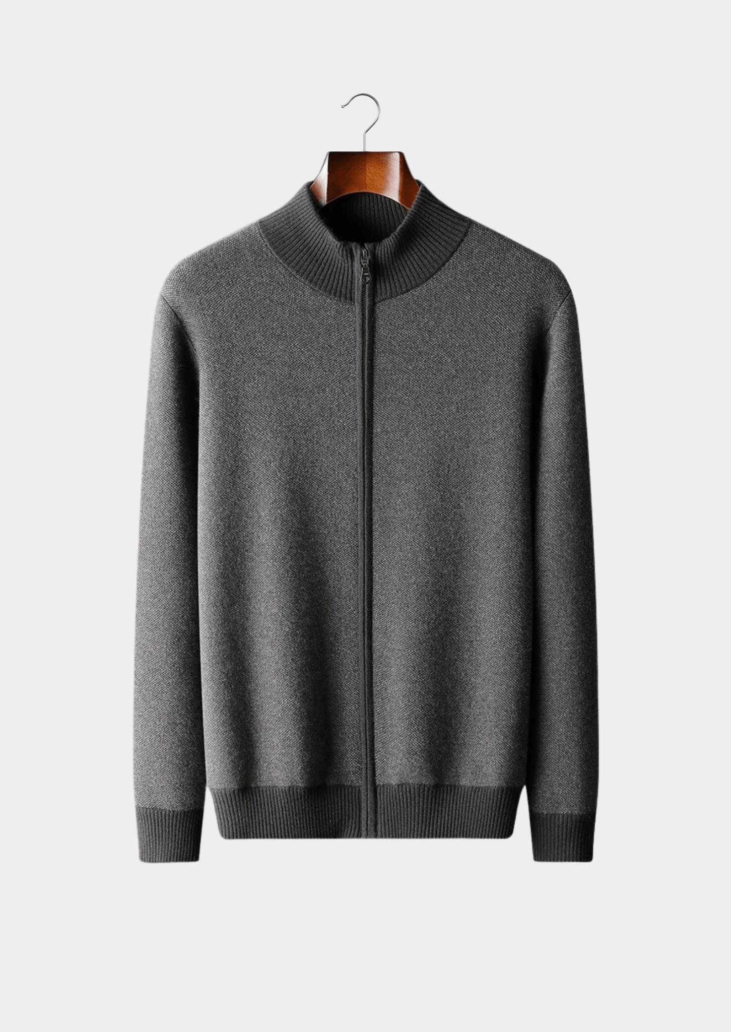 100% CASHMERE JACQUARD ZIP CARDIGAN - LORMIER - 