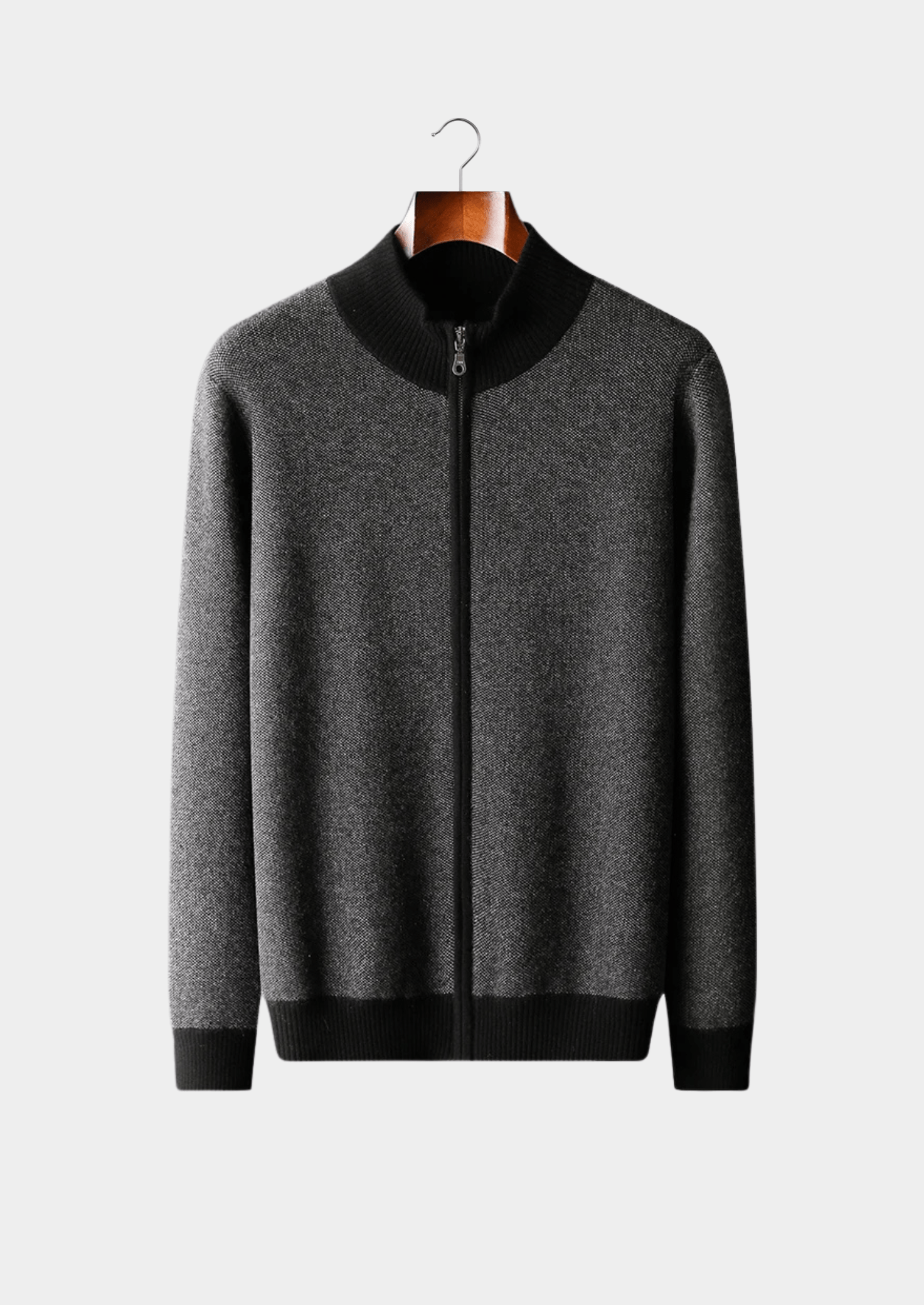 100% CASHMERE JACQUARD ZIP CARDIGAN - LORMIER - 
