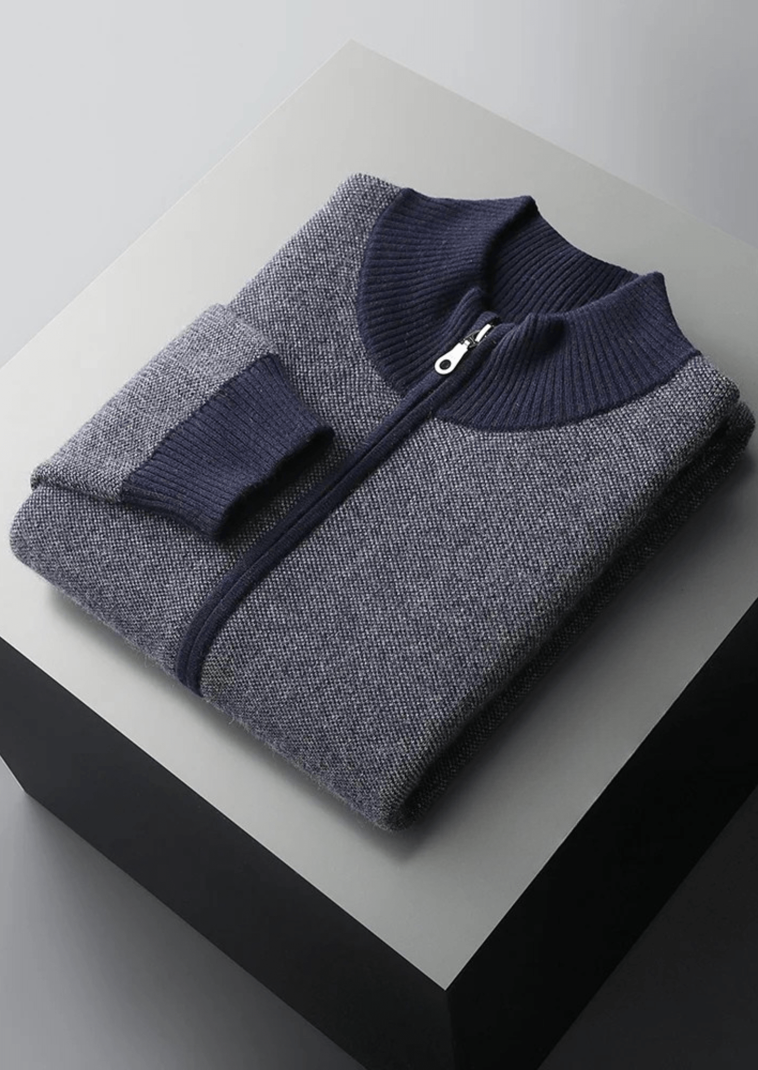 100% CASHMERE JACQUARD ZIP CARDIGAN - LORMIER - 