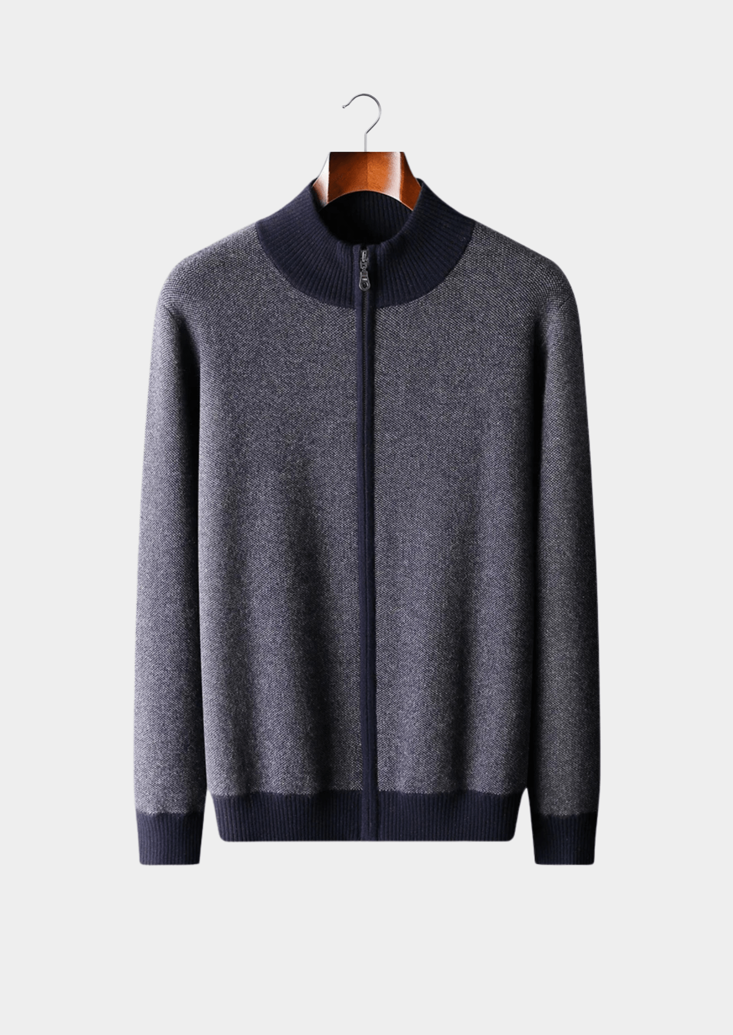 100% CASHMERE JACQUARD ZIP CARDIGAN - LORMIER - 